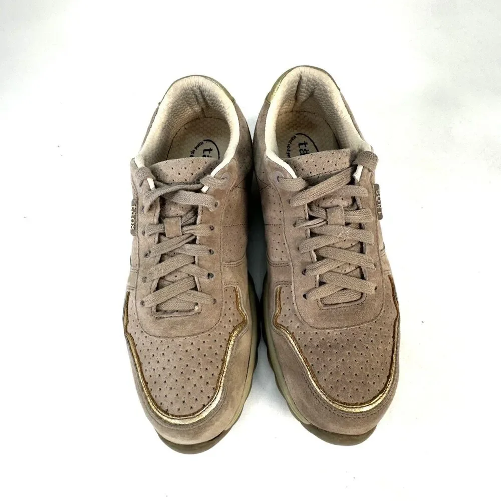 Taos Womens Lifestyle Tan Suede Comfort Cushioned Sneaker Shoes Size US 9.5
